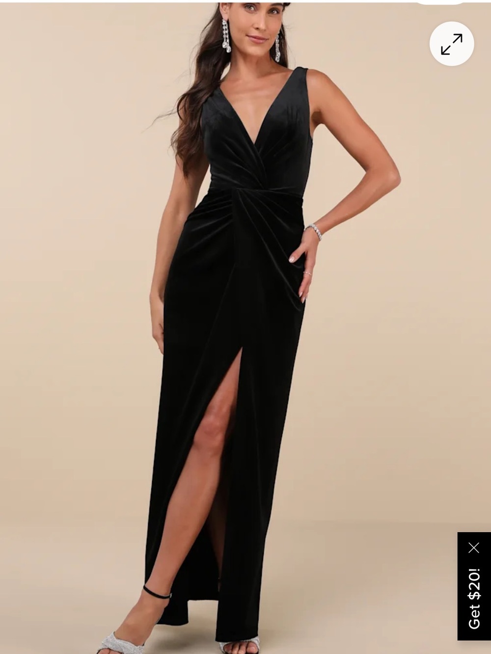 Lulus Elegant Black V-Neck Velvet Evening Dress